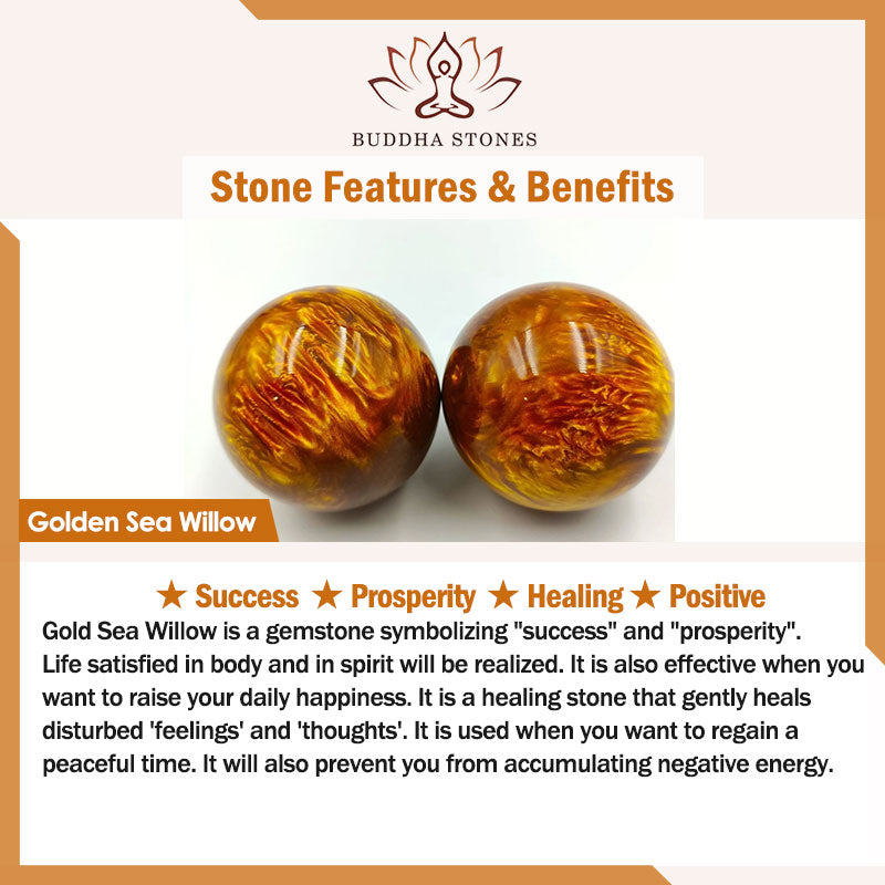 Buddha Stones Golden Sea Willow Success Positive Armband Mala - image 17