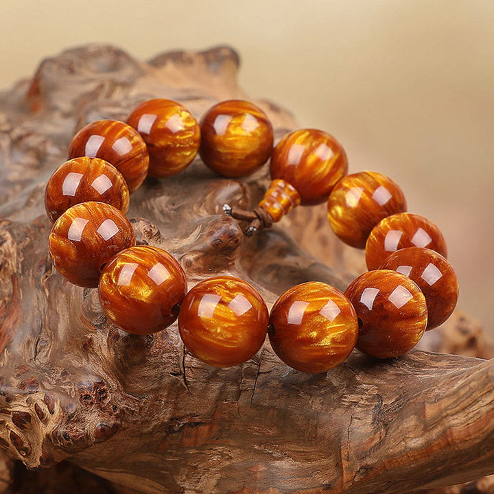 Buddha Stones Golden Sea Willow Success Positive Armband Mala - 15 mm - image 0