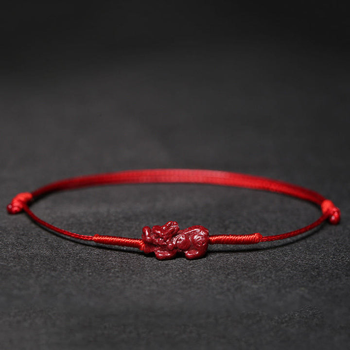 Handgefertigtes Pflaumenblüten-Vierblättriges Kleeblatt PiXiu Lotus Koi Fisch Cinnabar Blessing Braid Armband