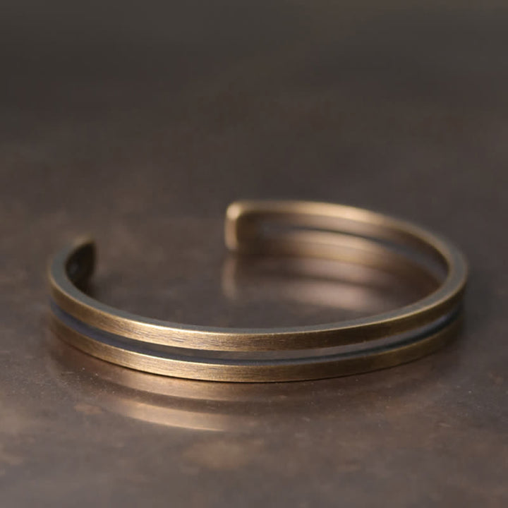 Rustikales Kupfer-Glücks-Wikinger-Manschettenarmband mit Buddha Stonesn