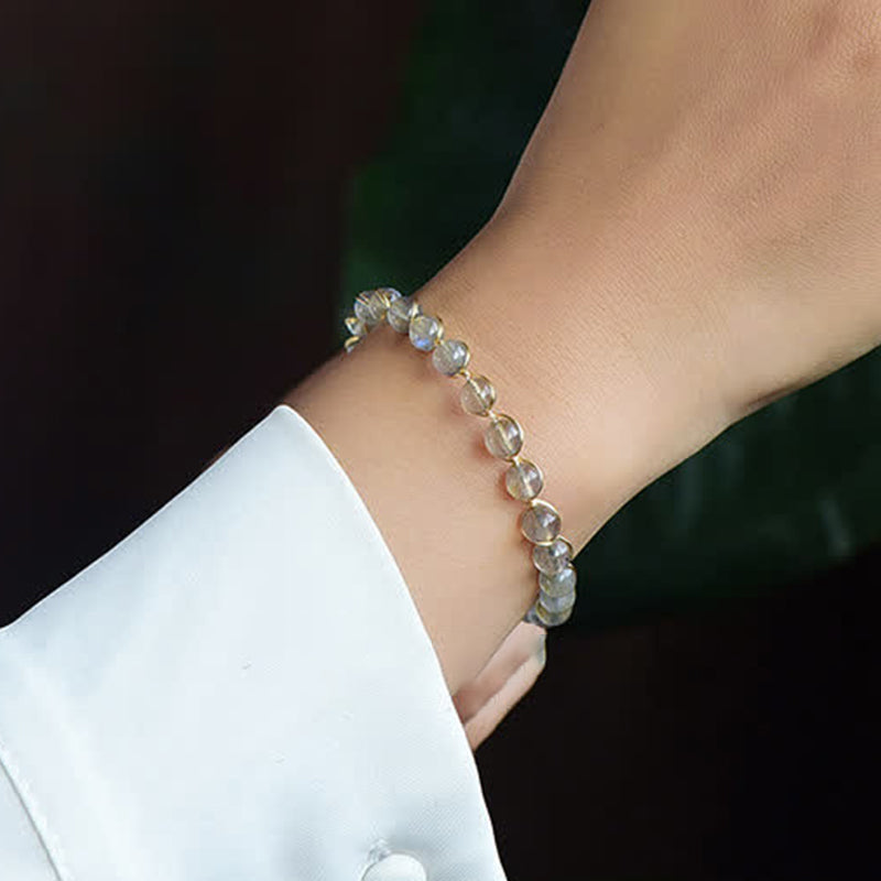 Buddha Stones Natürlicher Mondstein 14 Karat vergoldetes positives Heilungsarmband - image 2