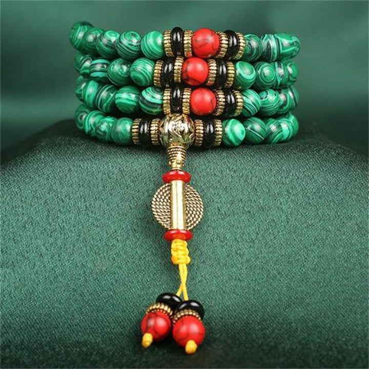Buddha Stones Tibetische 108 Mala Malachit Perlen Armband Halskette
