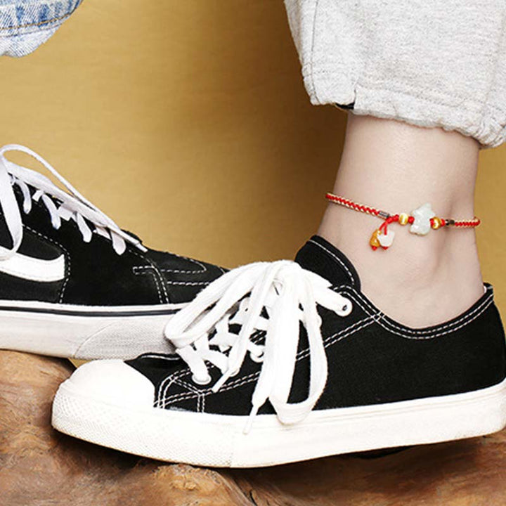 Buddha Stones, chinesisches Sternzeichen, Jade, Wohlstand, rote Schnur, Fußkettchen - image 2