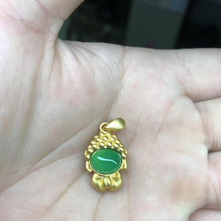 Weiß Jade-Buddha-Halskette mit Erfolgsanhänger - Grüner Achat - image 8