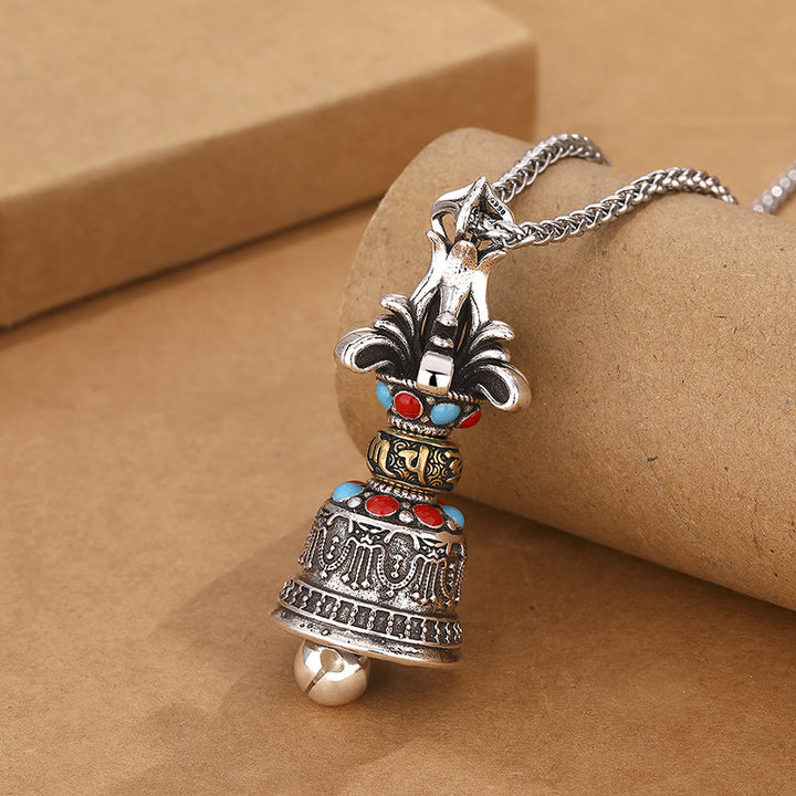 Buddha Stones Tibetan Om Mani Padme Hum Dorje Vajra Bell Strength Necklace Pendant - Dorje/Vajra (Erleuchtung ♥ Spirituelle Kraft) - image 1