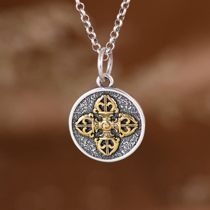 Buddha Stones 925 Sterling Silber Doppel Dorje Vajra Segen Halskette Anhänger - Dorje/Vajra (Erleuchtung ♥ Spirituelle Kraft) - image 0