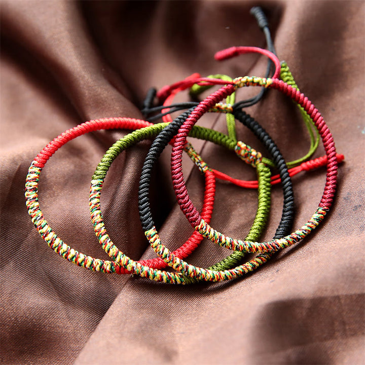 Buddha Stones Tibetisches handgefertigtes mehrfarbiges geflochtenes Armband mit King-Kong-Knoten und Glücksstärke