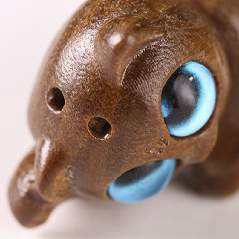 Buddha Stones Mini-Tanzende Katze aus grünem Sandelholz mit Gravur, positive Schreibtischdekoration - image 6