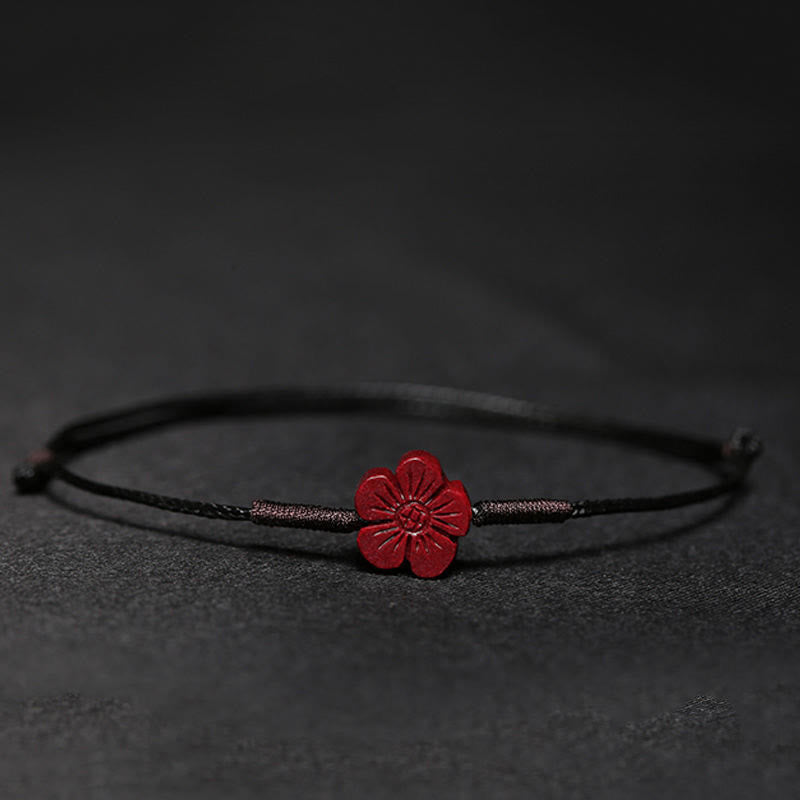 Handgefertigtes Pflaumenblüten-Vierblättriges Kleeblatt PiXiu Lotus Koi Fisch Cinnabar Blessing Braid Armband