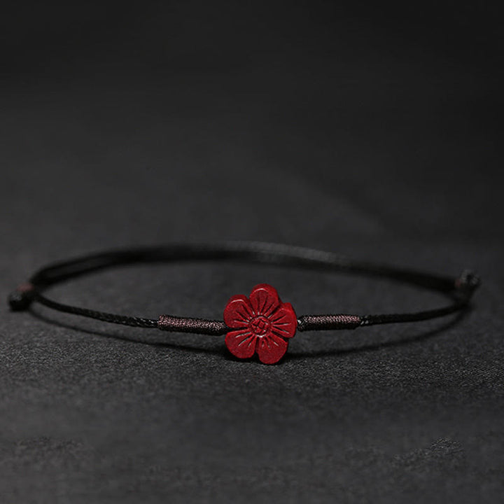Handgefertigtes Pflaumenblüten-Vierblättriges Kleeblatt PiXiu Lotus Koi Fisch Cinnabar Blessing Braid Armband