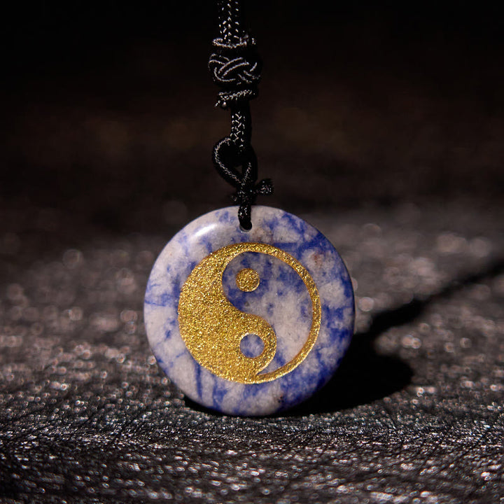 Buddha-Steine, verschiedene Kristalle, Amethyst, Tigerauge, grüner Aventurin, Yin Yang, spiritueller Halskettenanhänger