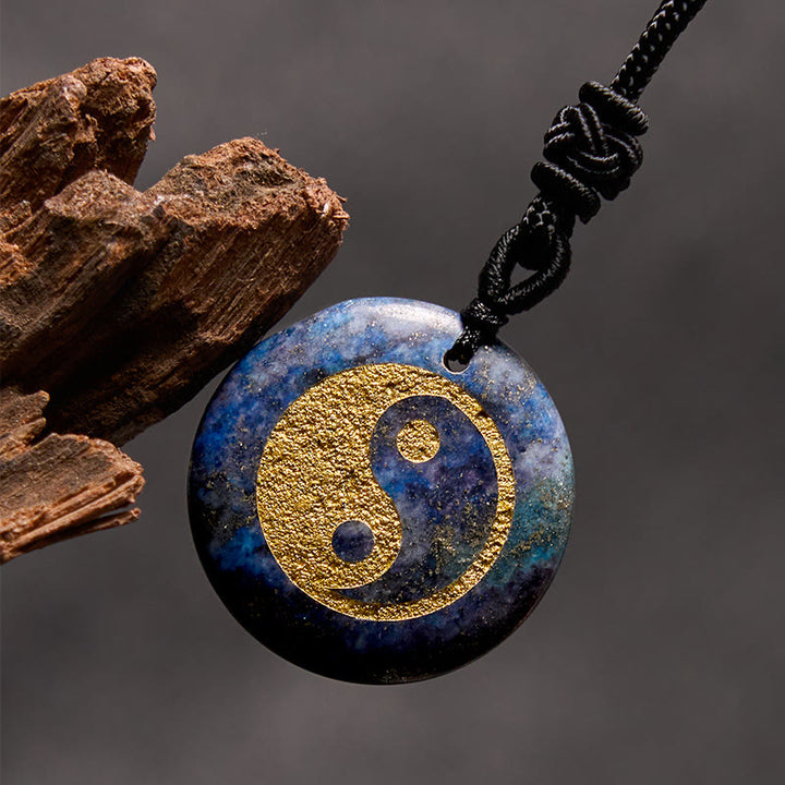 Buddha-Steine, verschiedene Kristalle, Amethyst, Tigerauge, grüner Aventurin, Yin Yang, spiritueller Halskettenanhänger