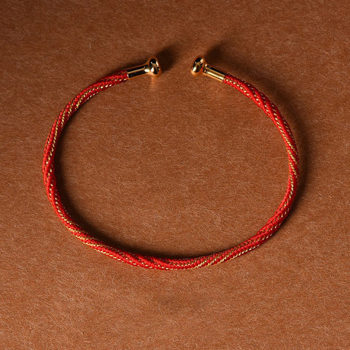 Buddha Stones, schlichtes Design, handgefertigtes Glücksgeflecht-Manschettenarmband - Rotgold - image 15