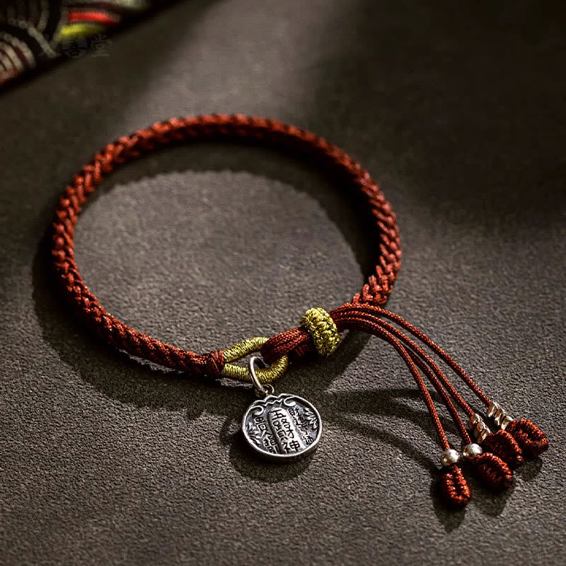 Buddha Stones Handgefertigtes Armband aus 925er-Sterlingsilber, fünf Richtungen, Götter des Reichtums, Glück, Schutz, Schnurgeflecht - image 1