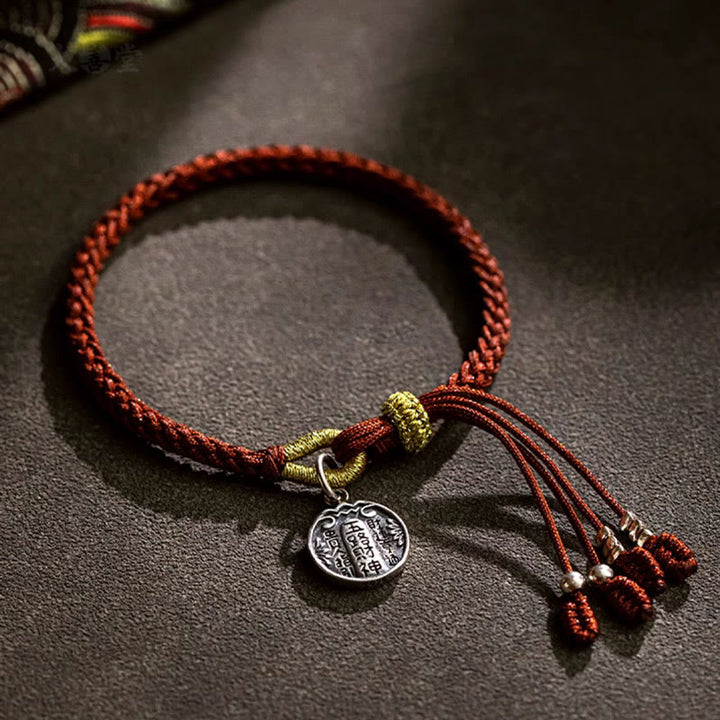 Buddha Stones Handgefertigtes Armband aus 925er-Sterlingsilber, fünf Richtungen, Götter des Reichtums, Glück, Schutz, Schnurgeflecht - image 1