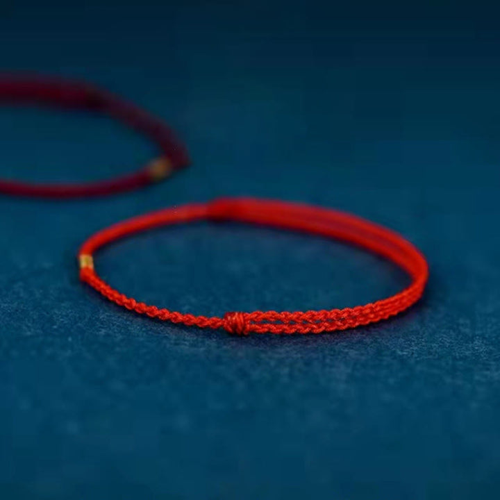 Buddha Stones 925 Sterling Silber Lucky Golden Bead Geflochtenes Armband Fußkettchen