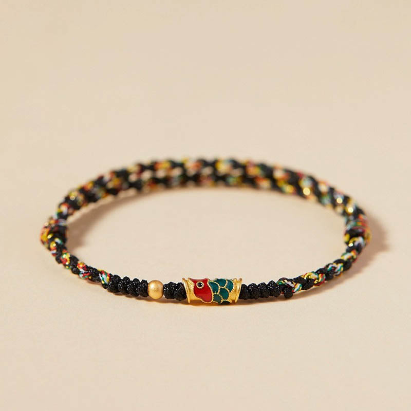 Buddha Stones Handgefertigtes Armband aus geflochtenem Seil, Koi Fish Wealth Prosperity