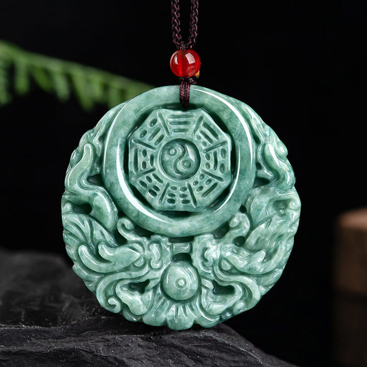 Buddha Stones Drachen Jade Yin Yang Balance Halskette String Anhänger - Jade - image 1