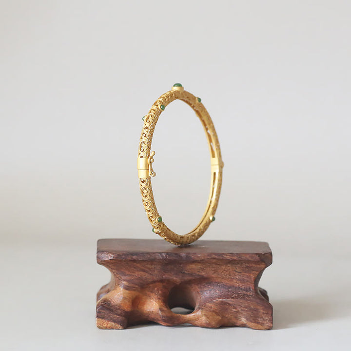 Buddha Stones Cyan Jade Kupfer Glücksverheißende Wolken Calm Healing Armband Armreif