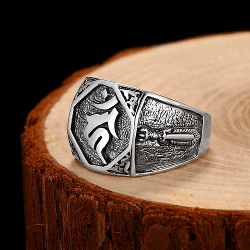 Verstellbarer Ring aus 925er-Sterlingsilber mit Buddha Stonesn, Sanskrit-Design, geschnitzter Schutz - image 15