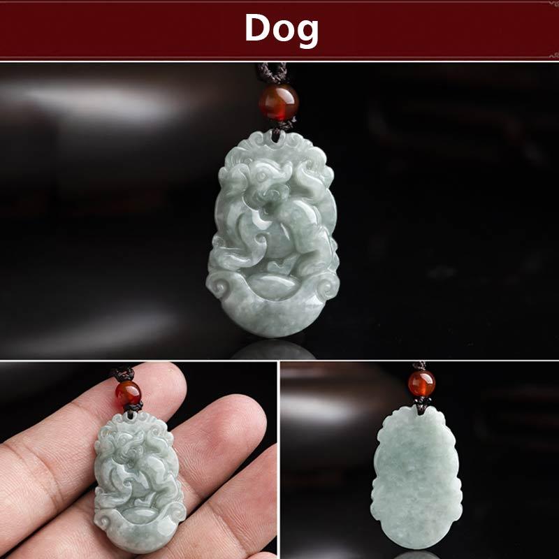 Buddha Stones, natürliche Jade, 12 chinesische Sternzeichen, Erfolgs-Anhänger-Halskette - Hund - image 36