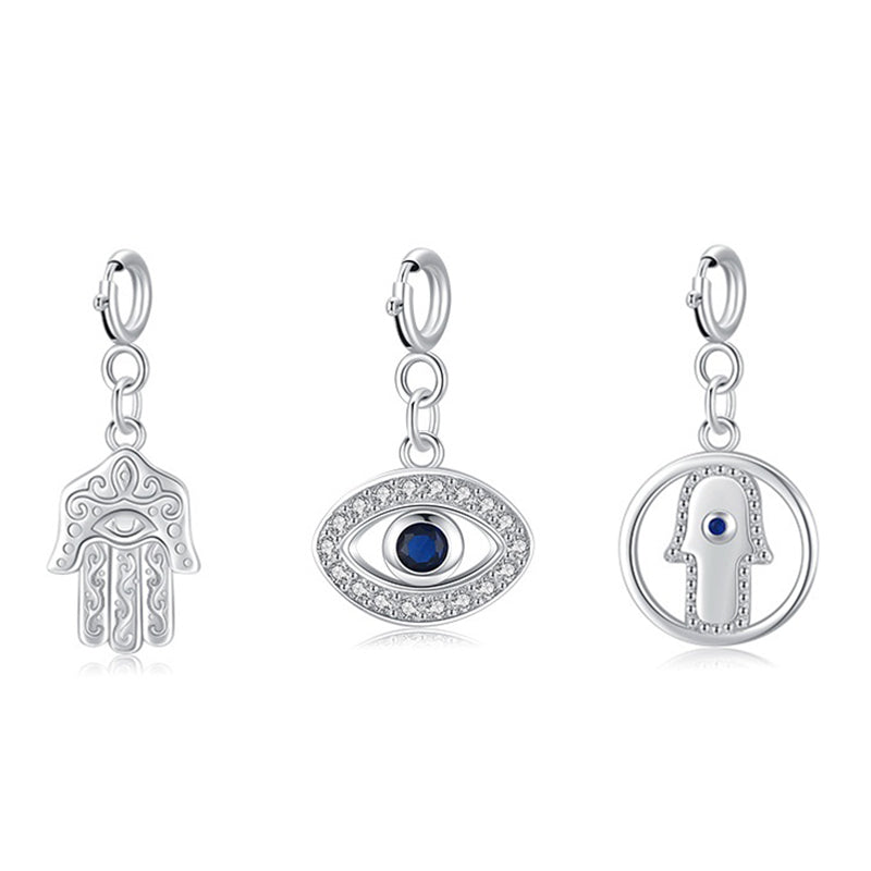 925 Sterling Silber Böser Blick Hamsa Symbol Wohlstand Glück Kette Halskette Anhänger - image 1