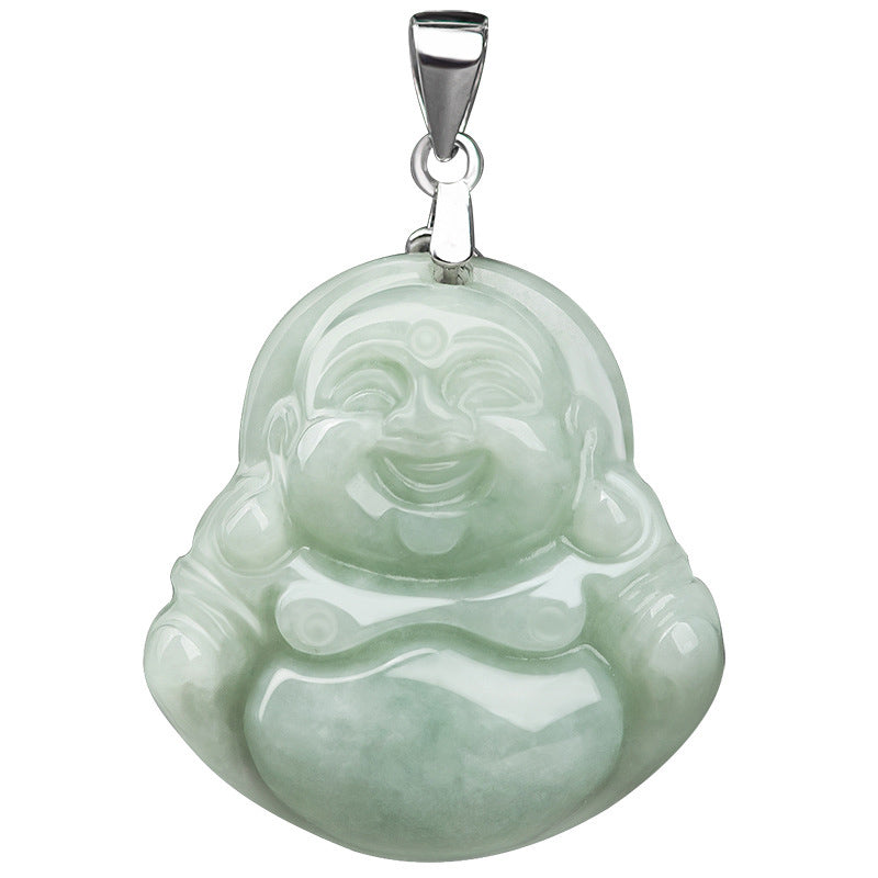 Buddha Stones 925 Sterling Silber Lachender Buddha Jade Segen Halskette Kettenanhänger - image 8