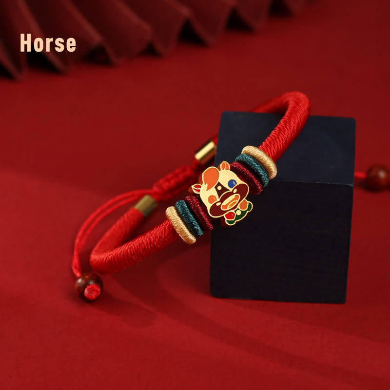 Buddha Stones Handgefertigtes geflochtenes rotes Armband aus 925er-Sterlingsilber, Jahr des Drachen, niedliches chinesisches Sternzeichen, Glück - Pferd (Handgelenkumfang 14–19 cm) - image 15