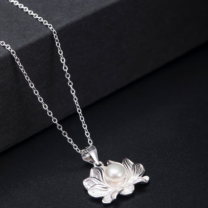 Buddha Stones 925 Sterling Silber Lotusblume Perle Reichtum Halskette Anhänger - image 5