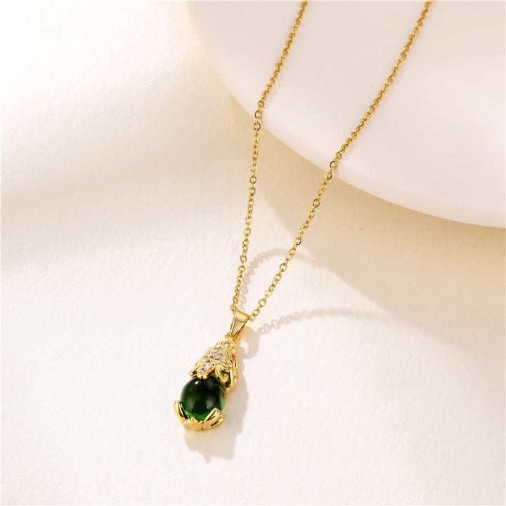 Buddha Stones Natürliche Granat Pixiu Glückskette - Grüner Achat - image 9