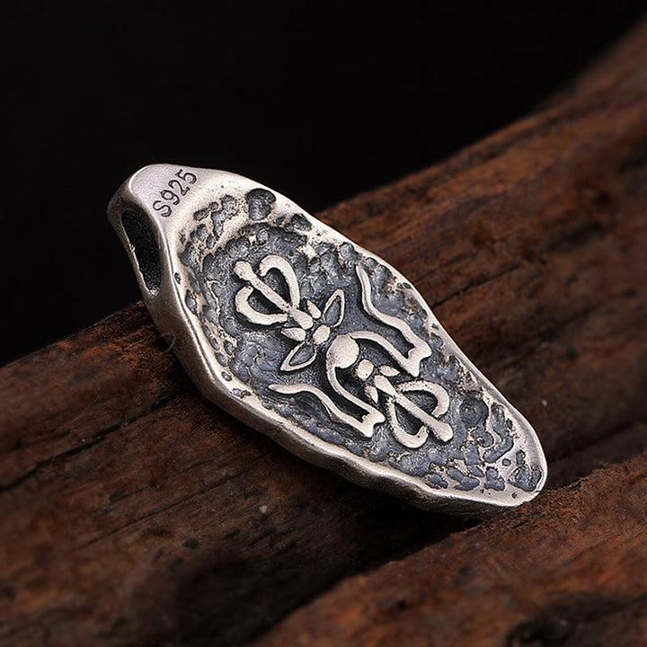 Buddha Stones, tibetisches 925er-Sterlingsilber, Om Mani Padme Hum Dorje Vajra, gravierter Stärke-Halskettenanhänger - image 9