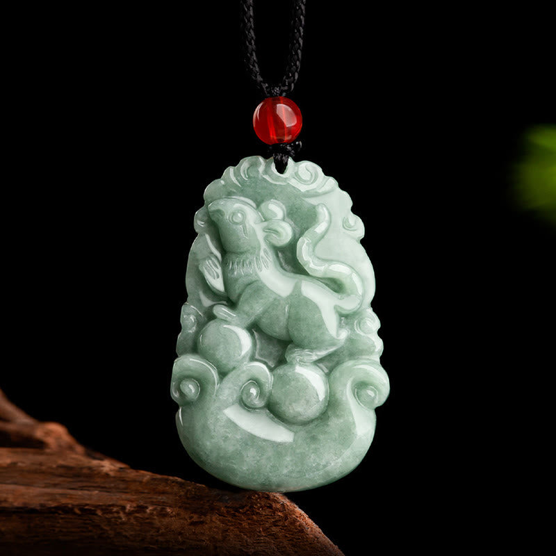Halskette mit Buddha Stonesn, natürlicher grüner Jade, 12 chinesische Sternzeichen, Glück, Wohlstand