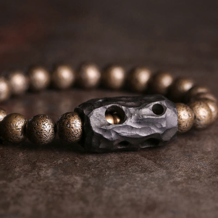 Buddha Stones Tibet Ebenholz Kupfer Peace Balance Perlenarmband