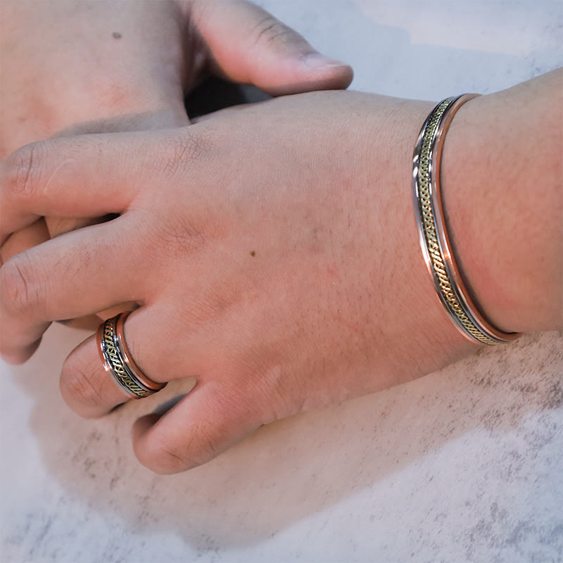 Buddha Stones Magnetischer Kupfer-Balance-verstellbarer Manschettenarmband-Armreif