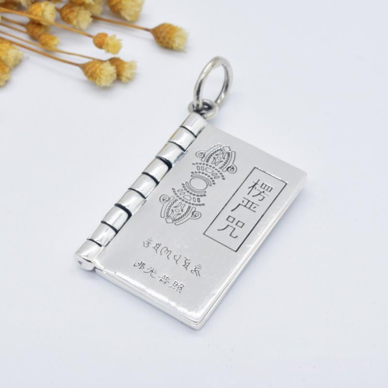 990 Sterling Silber Herz Sutra Großes Mitgefühl Shurangama Mantra Lotus Vajra Frieden Halskette Anhänger - Shurangama-Mantra - image 11