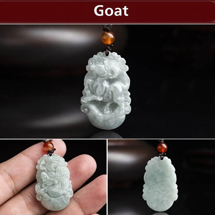 Buddha Stones, natürliche Jade, 12 chinesische Sternzeichen, Erfolgs-Anhänger-Halskette - Ziege - image 33