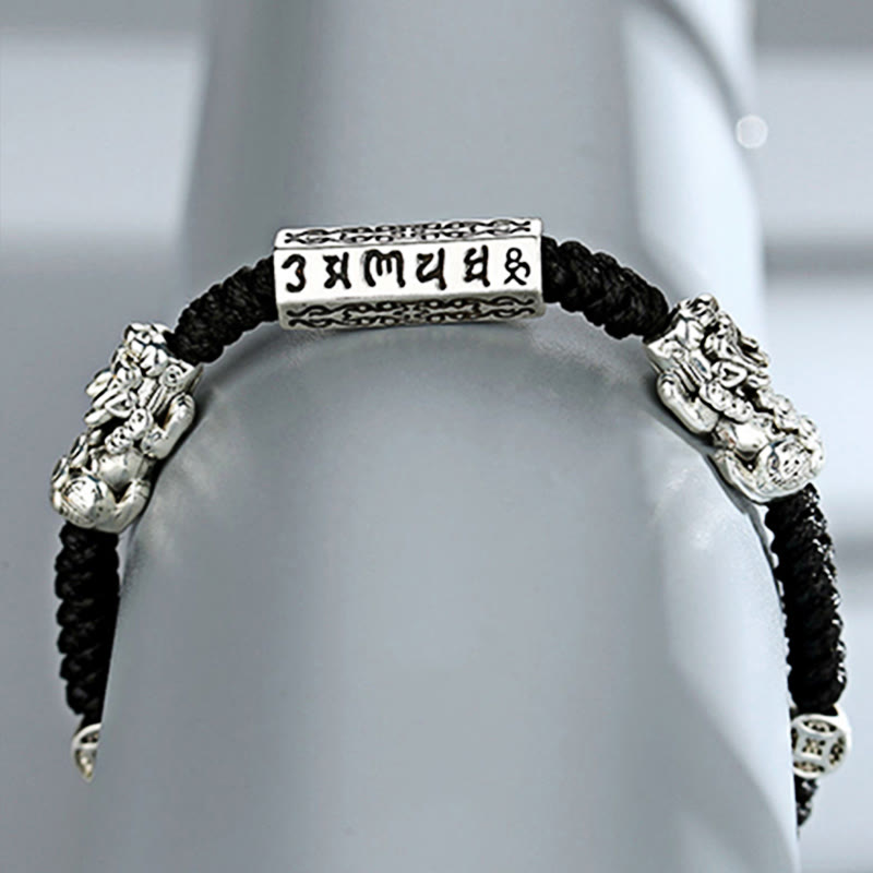 Buddha Stones Double PiXiu Feng Shui Kupfer Münze Om Mani Padme Hum String Armband - image 11