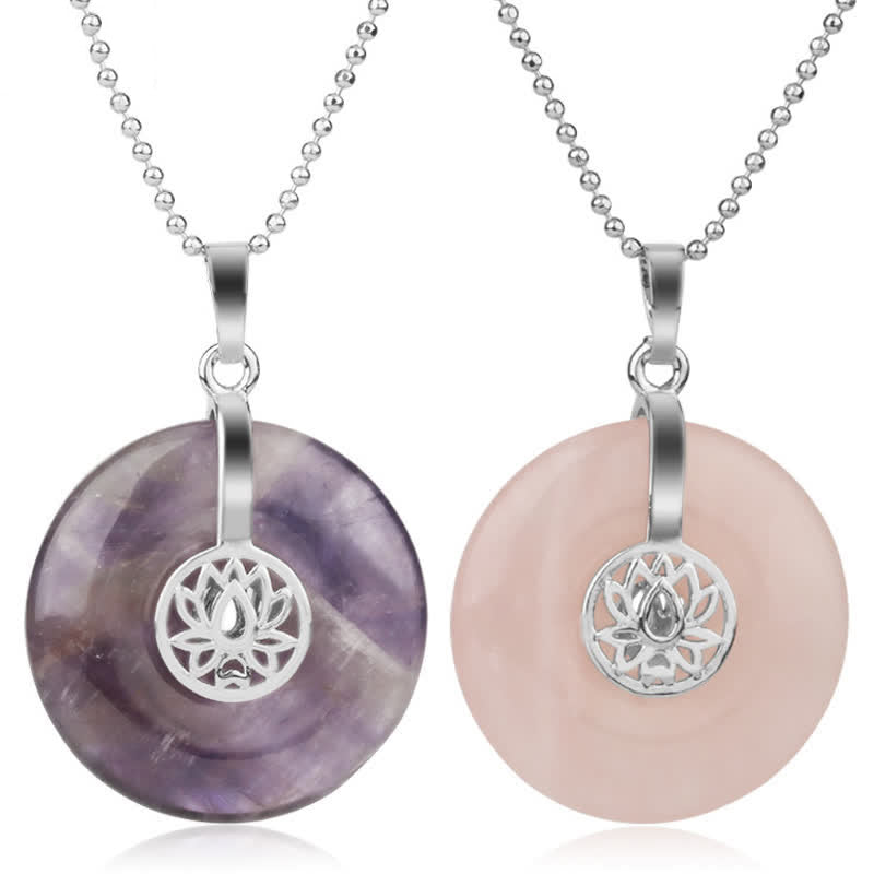 Buddha Stones, verschiedene Kristall-Amethyst-Rosa-Kristall-Lotus-Heilungs-Halsketten-Anhänger - image 1