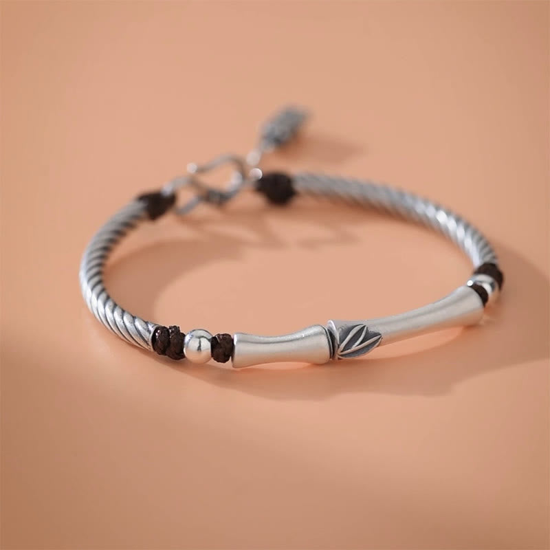 999 Sterling Silber Bambusmuster Zikade Glück Reichtum Armband - image 12