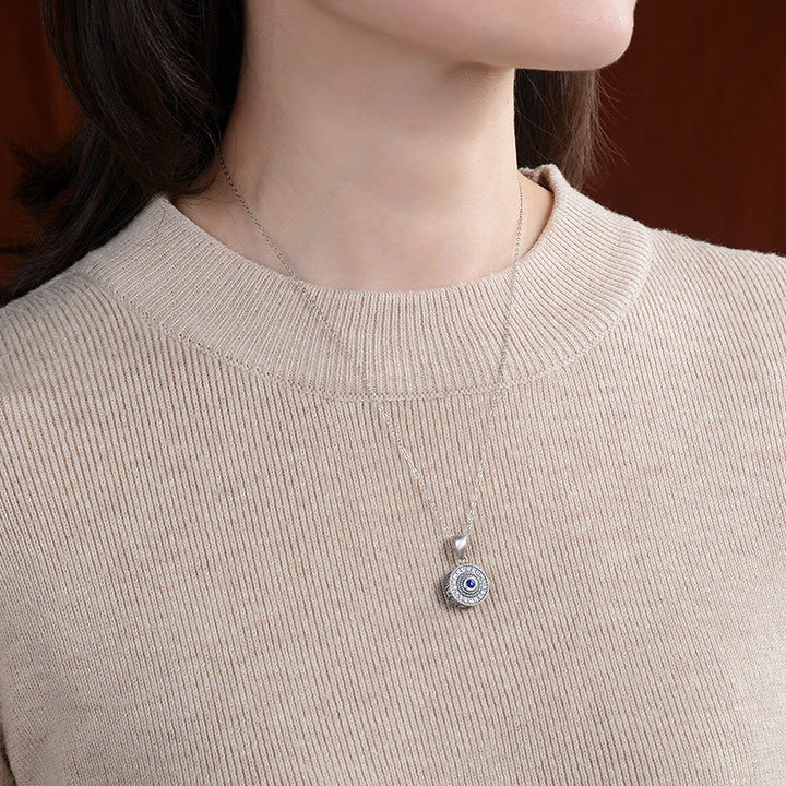 925 Sterling Silber Om Mani Padme Hum Lazurite Love Peace Halskette Anhänger - image 6