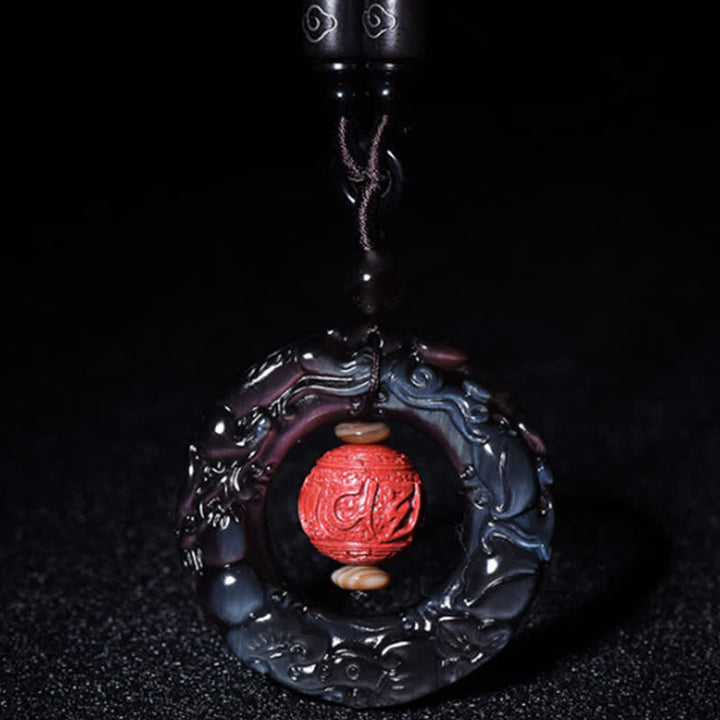 FengShui natürlicher Regenbogen-Obsidian PiXiu-Zinnober-Heilungshalskettenanhänger - image 8