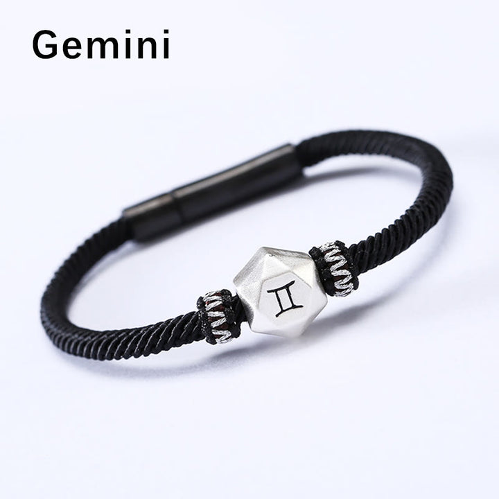 Buddha Stones 999 Sterling Silber 12 Sternbilder des Tierkreises Schutz Handgefertigtes Schnurarmband - Zwillinge - 19 CM - image 4