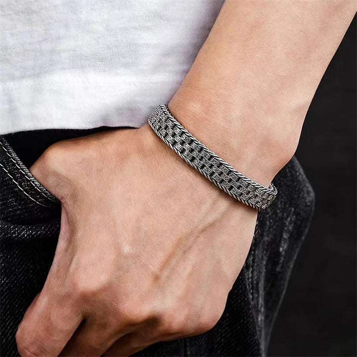 Buddha Stones, tibetisches Om Mani Padme Hum Tang-Dynastie-Blumendesign, Kupfer-Friedenskettenarmband