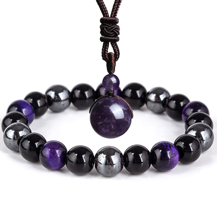 Buddha Stones Tibetisches Tigerauge-Armband-Halsketten-Set