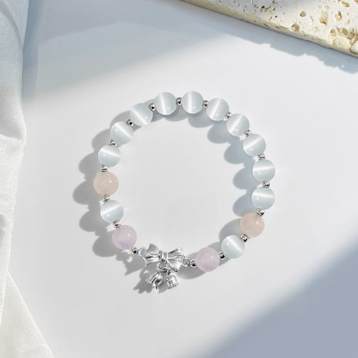 Buddha Stones Katzenauge Lavendel Amethyst Rosette Charm-Armband