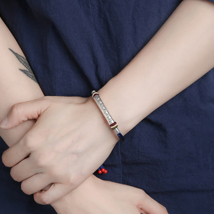 Buddha Stones 999 Sterling Silber Om Mani Padme Hum Schutz Stärke String Armband