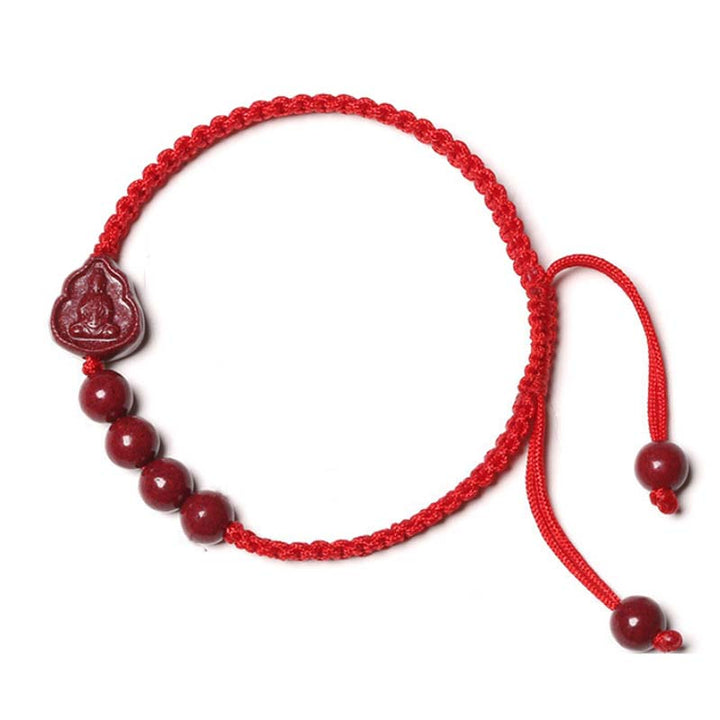 Buddha Stones Lachender Buddha Avalokitesvara Cinnabar Blessing String Armband