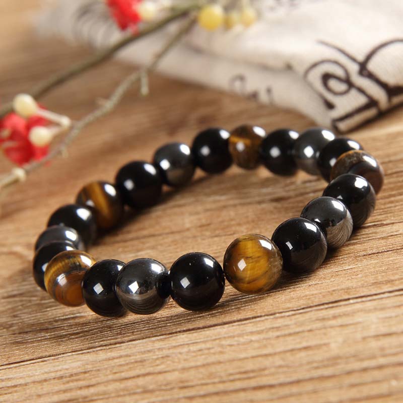 Buddha Stones Tibetisches Tigerauge-Armband-Halsketten-Set