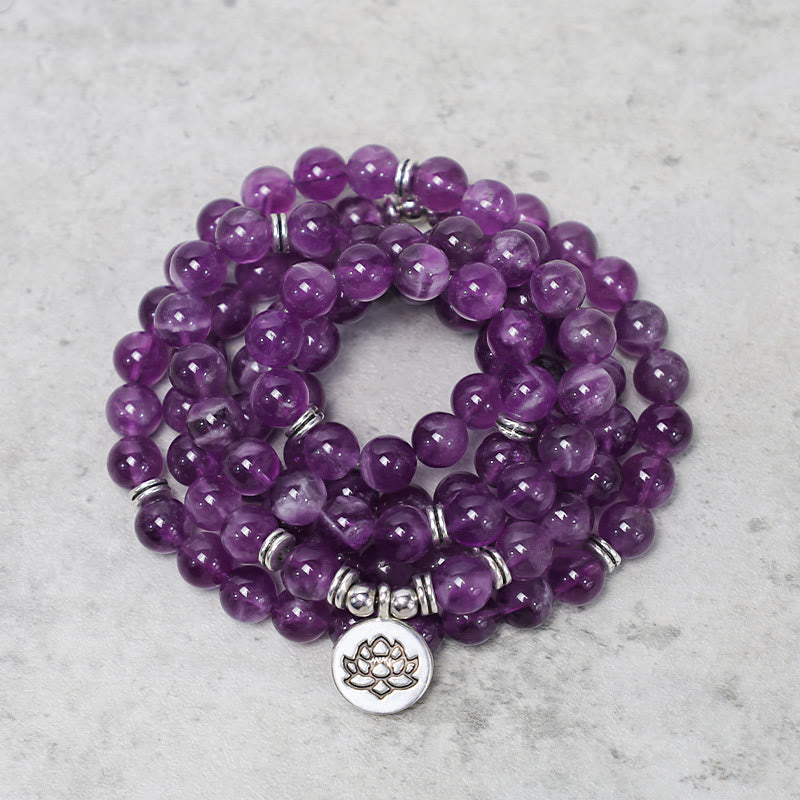 Buddha Stones Natürliches Amethyst-Reinigungs-Mala-Armband