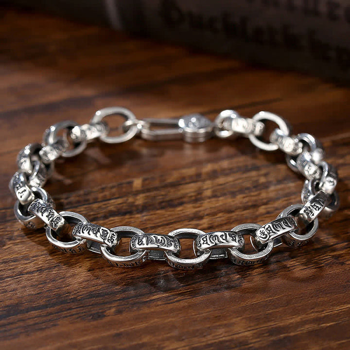 925 Sterling Silber Om Mani Padme Hum gravierter Friedensarmband-Armreif